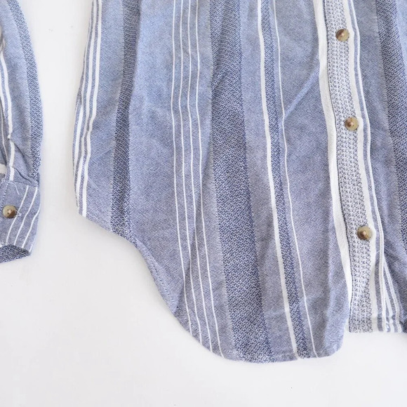 Anthropologie Maeve Blue And White Stripe Button Down Blouse Shirt XS - Picture 8 of 11